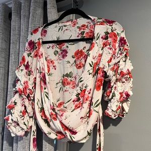 Floral wrap blouse